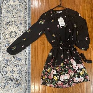 Black Floral Dress XS Petite